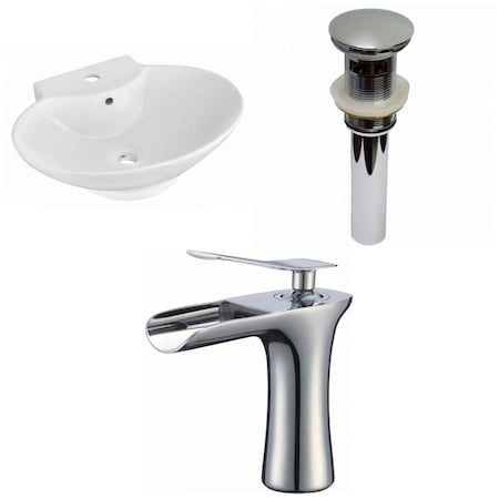 American Imaginations 22.75-in. W Wall Mount White Vessel Set For 1 Hole Center Faucet AI-33988